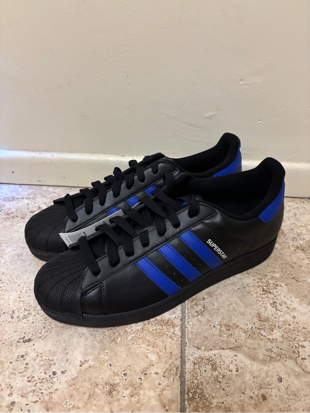 Adidas Superstar II Core Black / Semi Lucid Blue Mens 11.5/14 JR1632